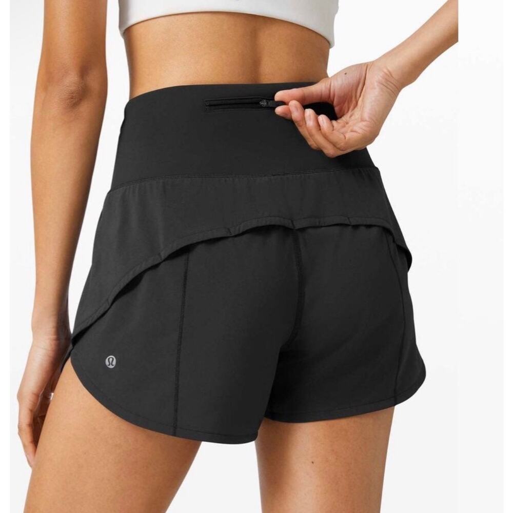 Lululemon Speed Up black running shorts with zippered pocket Size 6